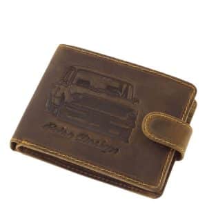 Rusztikus jellegű autó mintás férfi bőr pénztárca, mely valódi minőségi bőrből készült, barna színű modell. Hozzá illő díszdobozban küldjük.