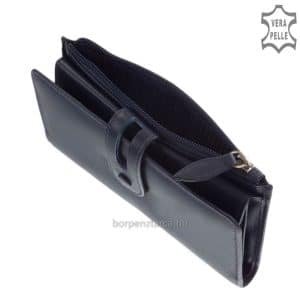 Mutatós, nagy méretű női valódi bőr pénztárca, mely a minőségi tervezése révén akár önmagában is használható ?clutch? kistáskaként.