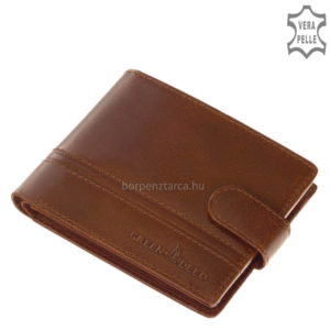 Kiváló minőségi bőrből készült, dekoratív igazi bőr férfi pénztárca, mely praktikus átkapcsoló pánttal zárható így használata kényelmes.