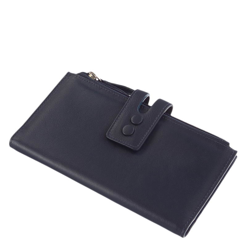 irattarto-bor-noi-penztarca-La-Scala-DN73-kek-01 Újdonságnak számító nagy méretű női bőr pénztárca puha tapintású valódi minőségi bőr, úgynevezett "marha nappa". Különleges, modern külsővel!