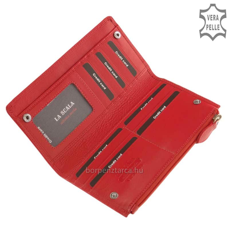 noi-bor-irattarto-penztarca-La-Scala-DN71-pink-03 A nagy méretű női pénztárca anyaga minőségi valódi bőr, melynek kellemes tapintása rendkívül alkalmassá teszi női modellek elkészítésére.