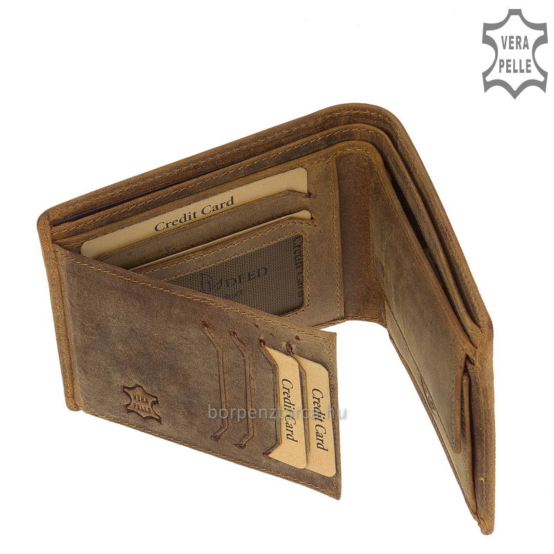 vadasz-penztarca-medve-mintaval-MEDVE9641-BAR-05 Prémium minőségű, valódi minőségi bőrből készült, mintás barna színű, hangulatos és igényes vadász férfi bőr pénztárca. Díszdobozoban küldjük