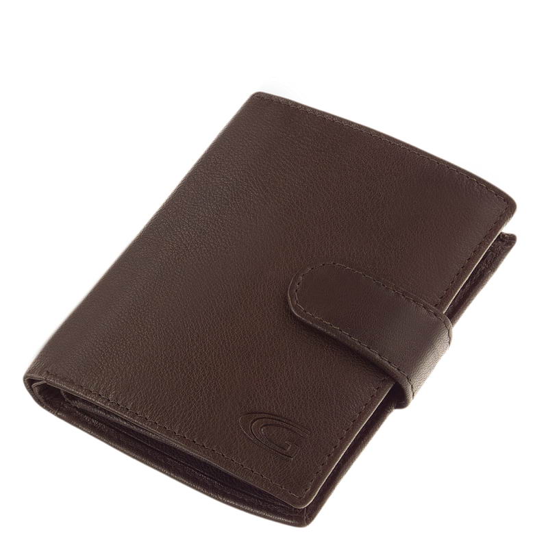Giultieri-allo-kivitelu-ferfi-penztarca-dobozban-GIU20-barna-01 Valódi bőrből készült nagy méretű irattartó külső patentos átkapcsolóval tervezve, melytől a férfi bőr pénztárca megjelenése divatos