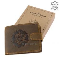 Csodálatos motívumos dizájnnal ellátott magyaros pénztárca, mely valódi minőségi bőrből készült, naturális jellegét hangsúlyozó barna színben.