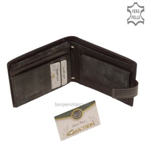 Giultieri család márkás, minőségi modellje ez valódi bőrből készült fiatalos külsővel rendelkező férfi bőr pénztárca. Praktikus belsővel!