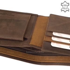 Valódi minőségi bőr felhasználásával készült GIULTIERI felirattal ellátott divatos férfi bőr pénztárca modell, belső elrendezése sportos.