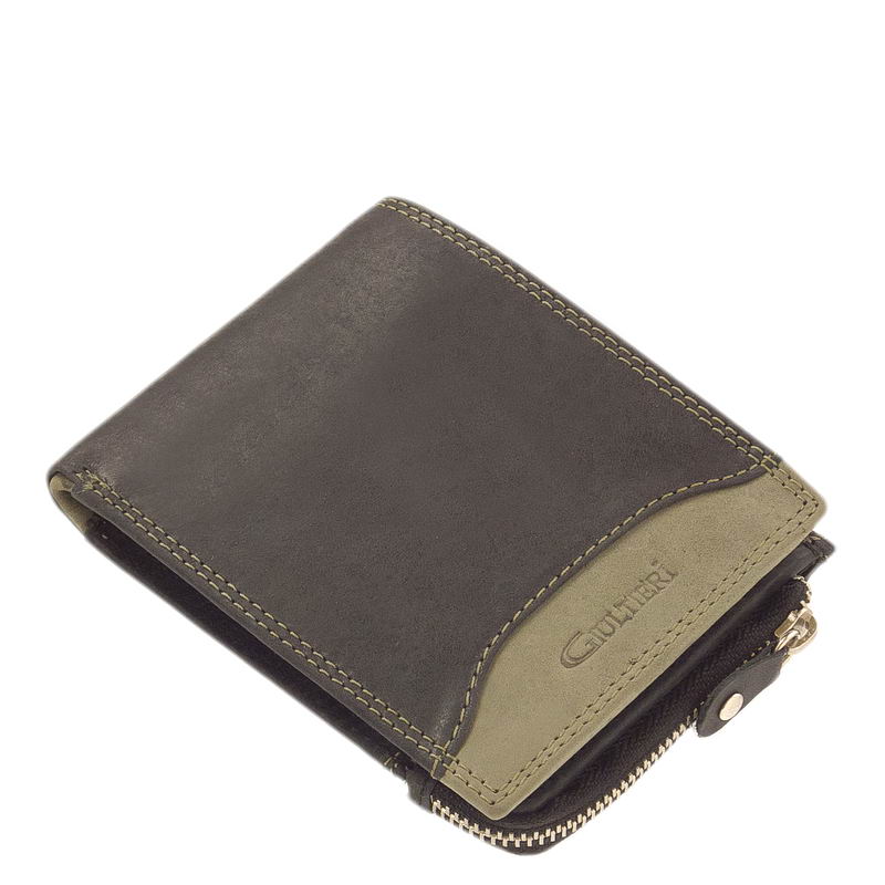 Giultieri-ferfi-bor-penztarca-COM26-fekete-zold-01 Új formavilágú sportos férfi bőr pénztárca valódi bőrből minőségi GIULTIERI modell, aprópénztartója a sportos tárca oldalán helyezkedik el.