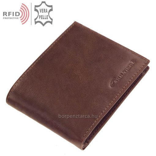 Fényes felületű klasszikus kivitelben gyártott Giultieri márkájú elegáns férfi bőr pénztárca nagy biztonságot nyújtó RFID védelelmmel.