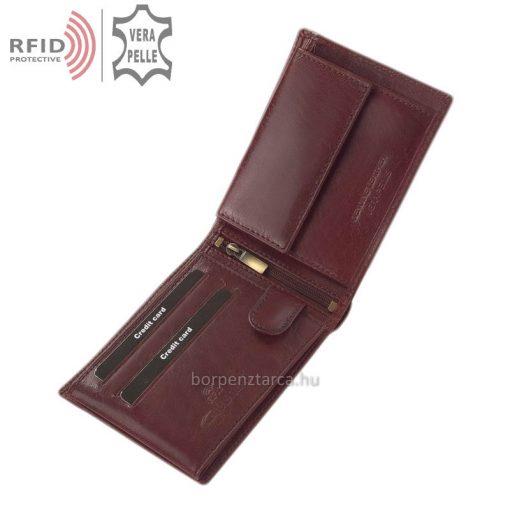 Fényes felületű klasszikus kivitelben gyártott Giultieri márkájú elegáns férfi bőr pénztárca nagy biztonságot nyújtó RFID védelelmmel.