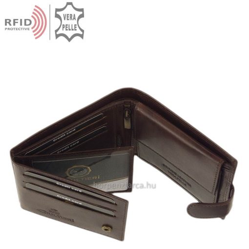 Az elegáns férfi pénztárca kedvelőinek ajánljuk, ezt a letisztult dizájnú klasszikus hatású Giultieri bőr pénztárcát extra RFID védelemmel.