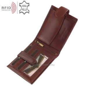 Praktikusan kihasználható minőségi belsővel tervezett márkás férfi bőr pénztárca valódi bőrből extra RFID védelemmel. Díszdobozban található!