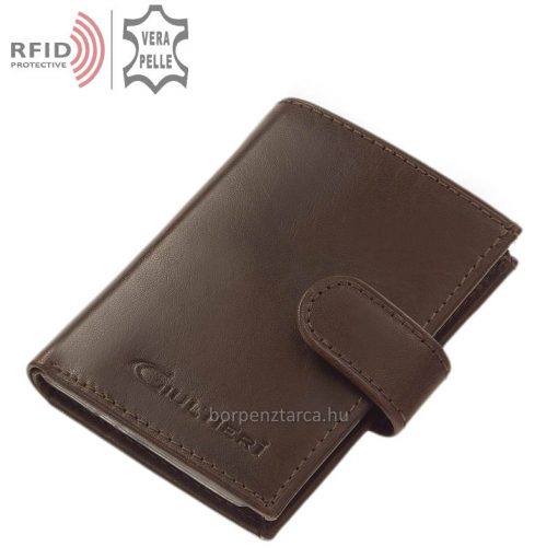 Álló fazonú Giultieri bőr kártyatartó RFID védelemmel, kiváló minőségű valódi marhabőrből gyártva, díszdobozos kivitelben. Ajándéknak kiváló!