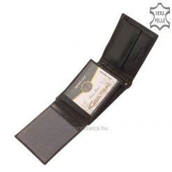 Nagyobb mérettel rendelkező, farzsebben is használható minőségi, barna színű sportos stílusú valódi bőr pénztárca férfi vásárlóink számára.