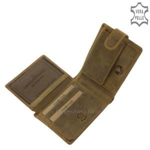 Rusztikus valódi marhabőrből készített barna színű férfi bőr pénztárca sas mintás fedéllel a minőségi GreenDeed márkacsaládtól.