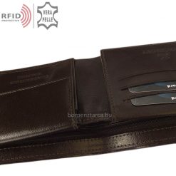 Klasszikus kialakítású, divatos és elegáns férfi bőr pénztárca, valódi bőrből, magas gyártási minőségben készítve, extra RFID védelemmel.