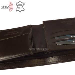 Klasszikus kialakítású, divatos és elegáns férfi bőr pénztárca, valódi bőrből, magas gyártási minőségben készítve, extra RFID védelemmel.