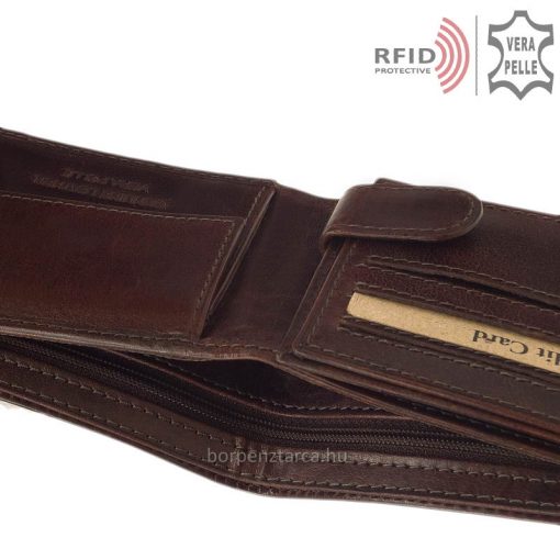 Erős valódi bőrből gyártott GreenDeed márkajelzésű, praktikus férfi bőr pénztárca, melyet RFID védelemmel láttunk el. Díszdobozos modell!