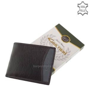 Kellemes tapintású, minőségi kivitelben készített praktikus valódi bőr férfi pénztárca, mely márkás Giultieri kollekciónk klasszikus darabja.