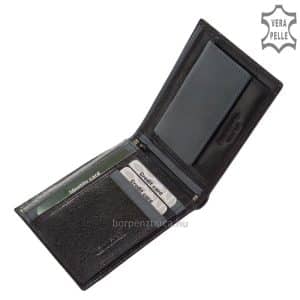 Valódi bőrből készült, két színű bőr férfi pénztárca barna és fekete színekben, divatos megjelenésű, fedelét egyedi bőrbetéttel láttuk el.