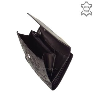 Stílusos, valódi bőr női pénztárca mintás külsővel, melynek fedelén lévő praktikus patentos átkapcsolón a divat GIULTIERI logónk látható.