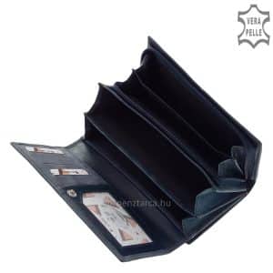 Nagyméretű, Giultieri felirattal ellátott dekoratív és rendkívül egyedi megjelenésű női bőr pénztárca, mely többféle bőrből lett kikészítve.