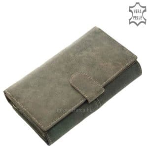 Nagyméretű, Giultieri felirattal ellátott dekoratív és rendkívül egyedi megjelenésű női bőr pénztárca, mely többféle bőrből lett kikészítve.