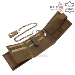 Valódi bőrből készült GreenDeed márkájú minőségi férfi bőr pénztárca, melynek egyedi fedelén egy aprólékos kidolgozású motoros minta látható.