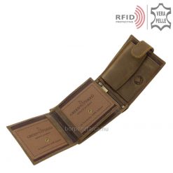 GreenDeed sportosan elegáns, valódi bőr férfi pénztárca, mely minőségi karakteres marhabőr felhasználásával készült igazán egyedi termék.