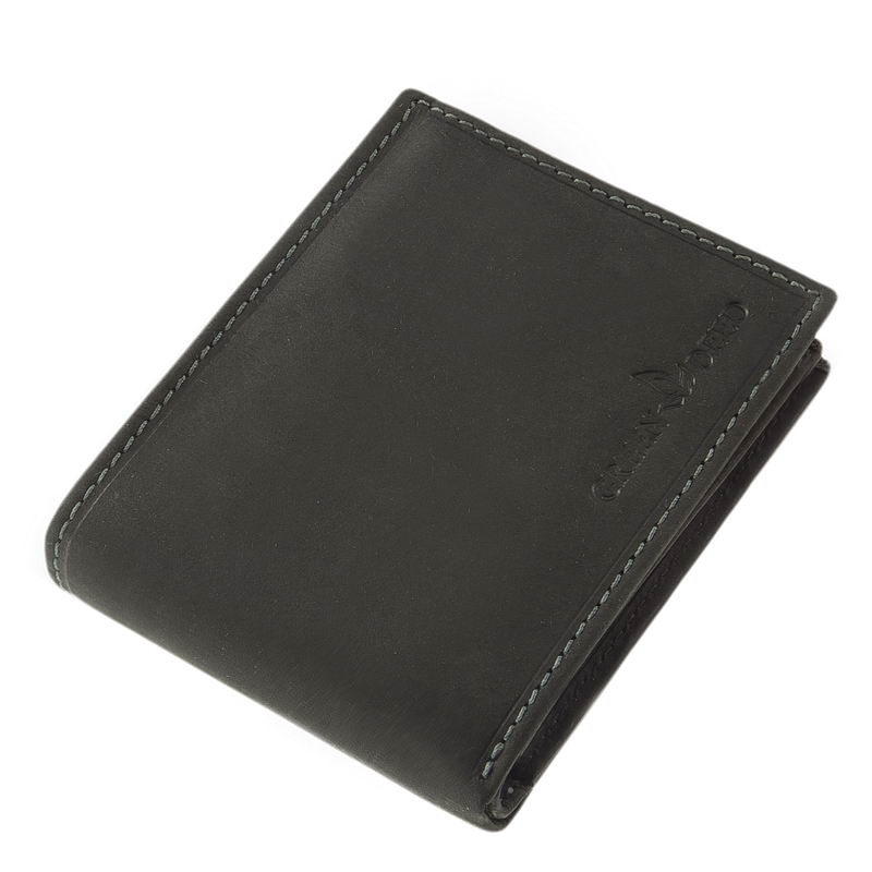 Természetes karakterű, masszív, valódi, minőségi bőr férfi pénztárca, RFID védelemmel és díszdobozos csomagolásban, átkapcsoló nélkül.