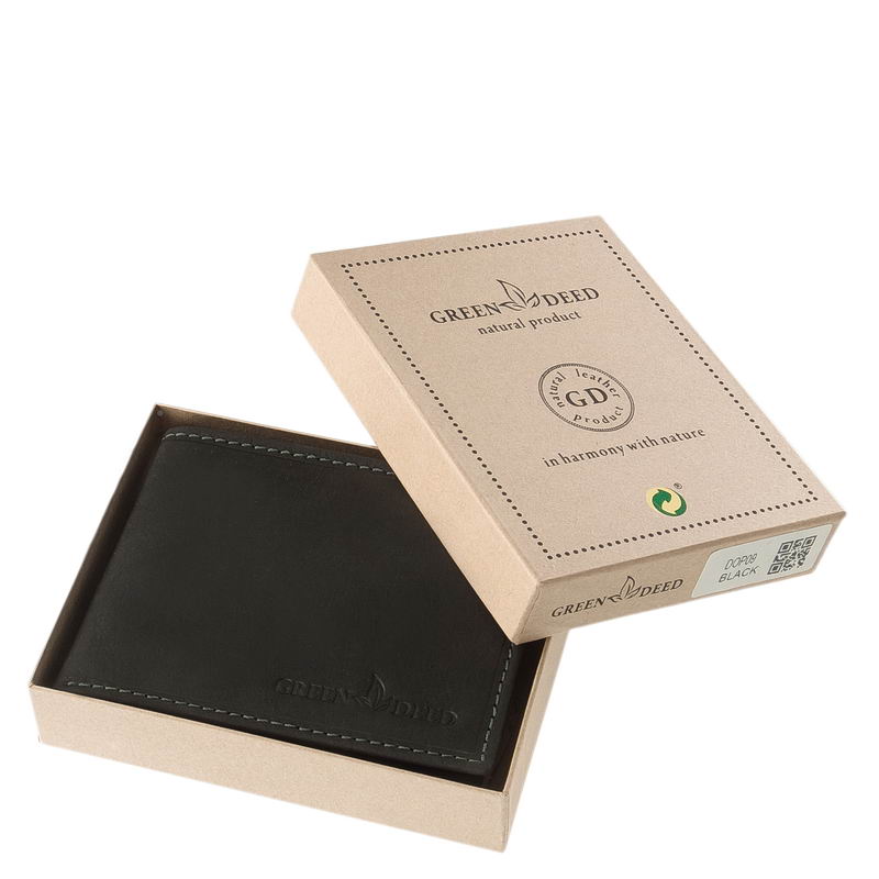 Természetes karakterű, masszív, valódi, minőségi bőr férfi pénztárca, RFID védelemmel és díszdobozos csomagolásban, átkapcsoló nélkül.