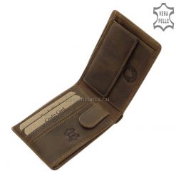 Rusztikus valódi bőrből készült férfi bőr pénztárca a GreenDeed minőségi márkacsaládtól horgász grafikával tervezve barna színben.