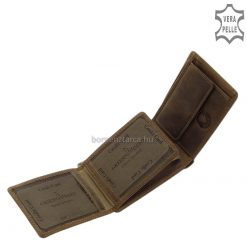 Rusztikus valódi bőrből készült férfi bőr pénztárca a GreenDeed minőségi márkacsaládtól horgász grafikával tervezve barna színben.