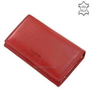 Magas minőségű nappa bőr felhasználásával gyártott elegáns női pénztárca, fedelét dekoratív dupla soros klasszikus dísztűzés díszíti.