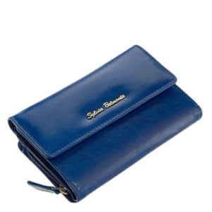 Minőségi, egyedi kikészítésű bőr felhasználásával gyártott nagyobb méretű, dekoratív küllemű márkás női pénztárca. Ajándékdobozzal!