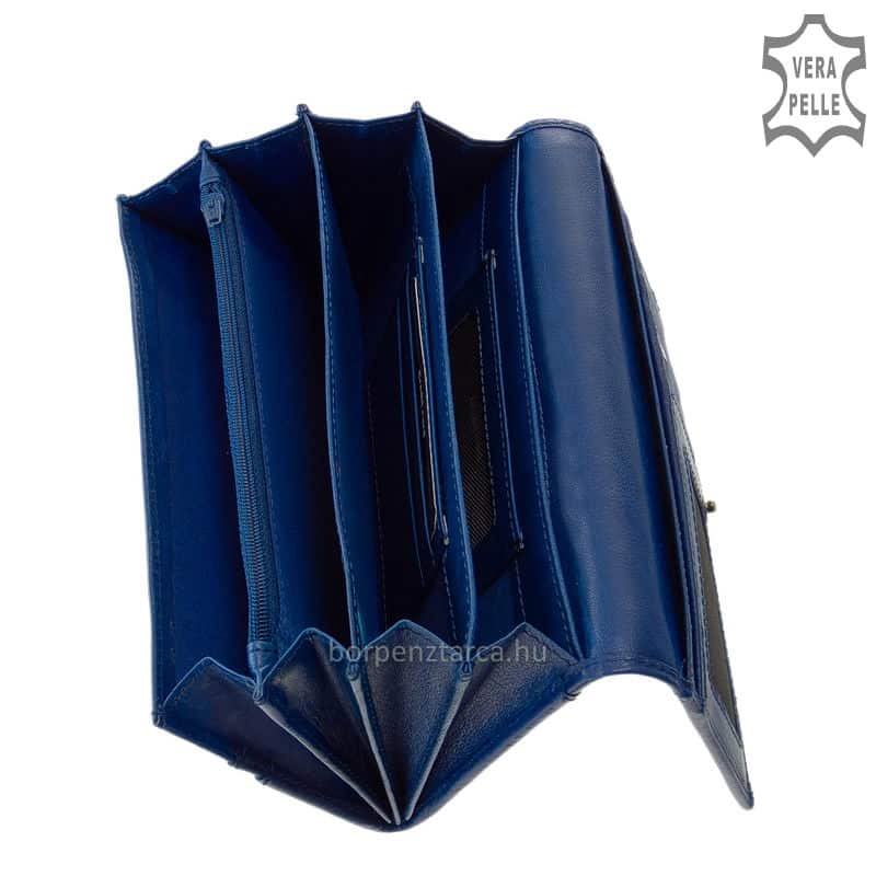 stilusos-noi-penztarca-femlogoval-diszdobozban-Sylvia-Belmonte-ZEN72037-kek-05 Minőségi, egyedi kikészítésű bőr felhasználásával készült tágas és praktikus, dekoratív megjelenésű márkás női divat bőr pénztárca.