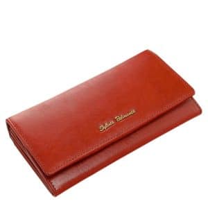 Minőségi, egyedi kikészítésű bőr felhasználásával készült tágas és praktikus, dekoratív megjelenésű márkás női divat bőr pénztárca.