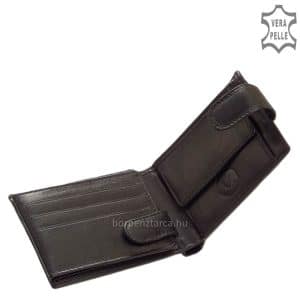 Igazi bőrből készített, puha tapintású LA SCALA klasszikus férfi bőr pénztárca, fekete színű fedelén logóval végig futó díszcsíkkal tervezve.