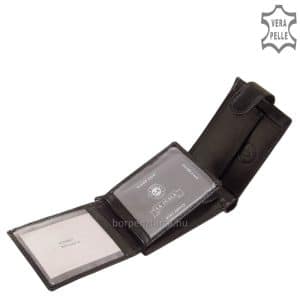 Igazi bőrből készített, puha tapintású LA SCALA klasszikus férfi bőr pénztárca, fekete színű fedelén logóval végig futó díszcsíkkal tervezve.