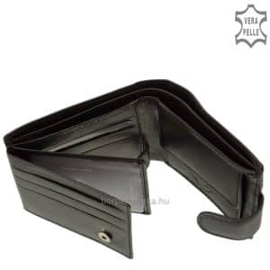 Igazi bőrből készített, puha tapintású LA SCALA klasszikus férfi bőr pénztárca, fekete színű fedelén logóval végig futó díszcsíkkal tervezve.