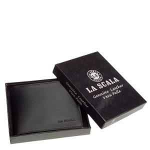 Klasszikus fekete színű külsővel rendelkező férfi bőr pénztárca, praktikus elrendezés jegyében igazi bőr felhasználásával készítjük.