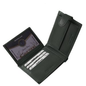 Természetes hatású elegáns valódi bőr férfi pénztárca, mely díszdobozban érkezik, így azonnal ajándékba is adható modell.