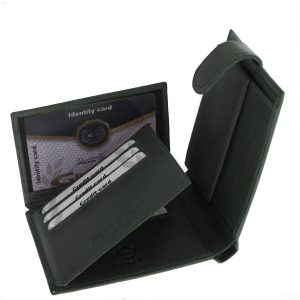 Természetes hatású elegáns valódi bőr férfi pénztárca, mely díszdobozban érkezik, így azonnal ajándékba is adható modell.