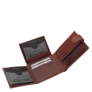 Természetes hatású elegáns valódi bőr férfi pénztárca, mely díszdobozban érkezik, így azonnal ajándékba is adható modell.
