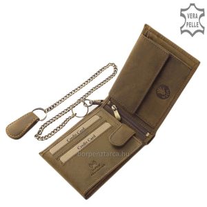 Különleges, rusztikus kidolgozású valódi minőségi bőrből gyártott férfi bőr pénztárca, melynek fedele igényes motoros grafikával készült.