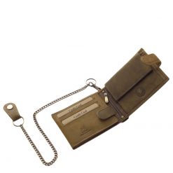 Minőségi bőrből készült, barna és fekete színben gyártott praktikus motoros mintás férfi bőr pénztárca a közkedvelt GREEN DEED családból.