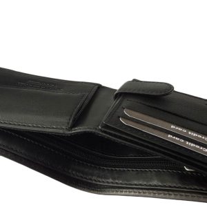 Kis méretű, elegáns Corvo Bianco márkajelzésű, férfi bőr pénztárca modell, fekete színű, minőségi valódi bőrből. Díszdobozban forgalmazzuk.