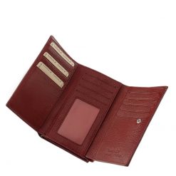 Divatos női bőr pénztárca elegáns megjelenésű lakozott felületű valódi bőrből , Nicole márkás fémlogóval fedelén