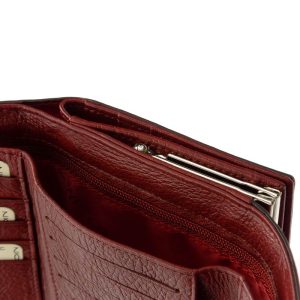 Divatos női bőr pénztárca elegáns megjelenésű lakozott felületű valódi bőrből , Nicole márkás fémlogóval fedelén