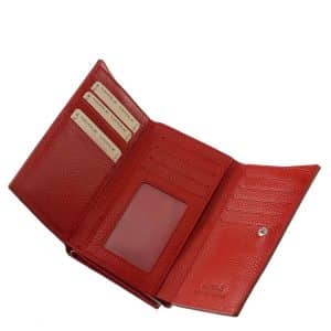 Divatos női bőr pénztárca elegáns megjelenésű lakozott felületű valódi bőrből , Nicole márkás fémlogóval fedelén