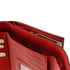 Divatos női bőr pénztárca elegáns megjelenésű lakozott felületű valódi bőrből , Nicole márkás fémlogóval fedelén